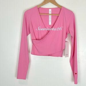 Lululemon Nulu Rib Wrap Front Long Sleeve Heart Candy Cloud Sz M NWT Valentines